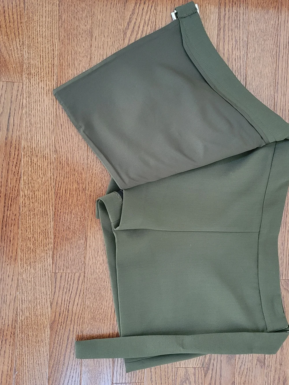 Zara Olive Mini Skort with Flap Pocket & Side Buckle